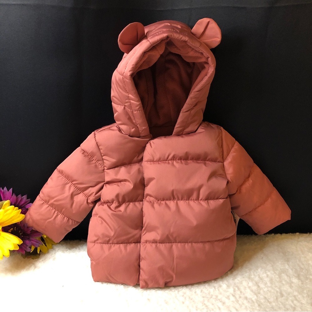 New Old Navy Unisex Dusty Red Puffet Jacket With Animal Ears